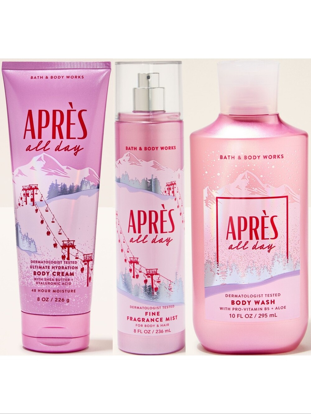 Bath & Body Works Après All Day Body Cream, Fragrance Mist & Body Wash 3pc Set